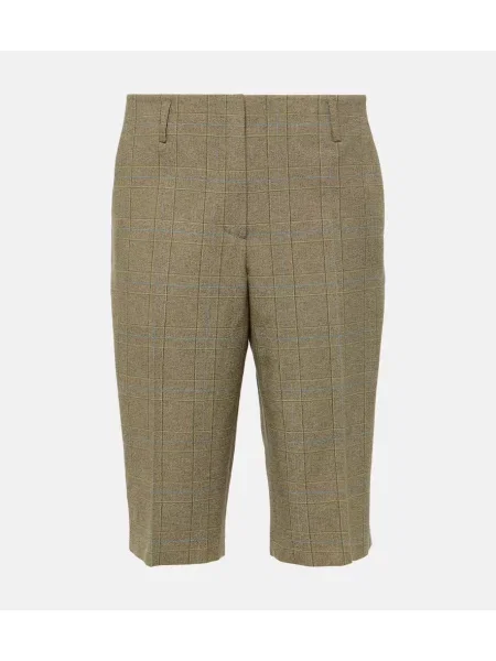 Bermudy Dries Van Noten w kratkę beżowe