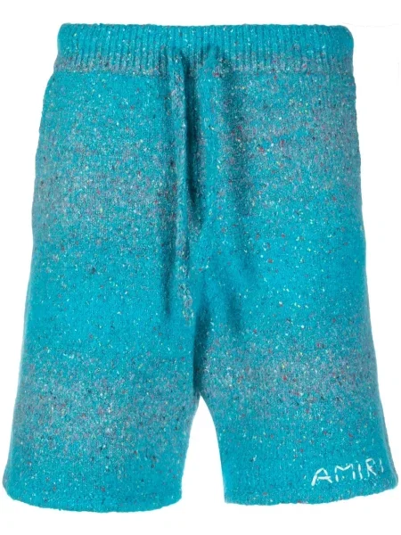 Pantaloni scurți Amiri cu broderie tricotate albastru