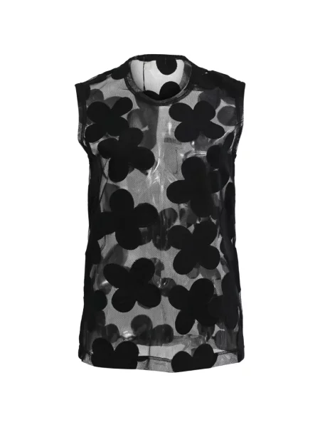 Bluză Comme Des Garçons cu model floral cu aplicații plasă negru