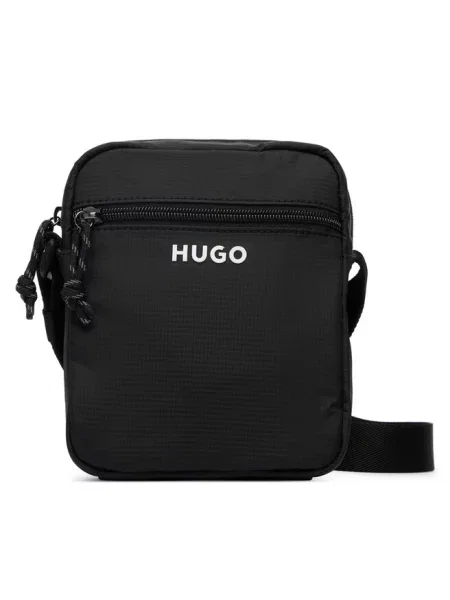 Torba na ramię z detal z logo Hugo czarna