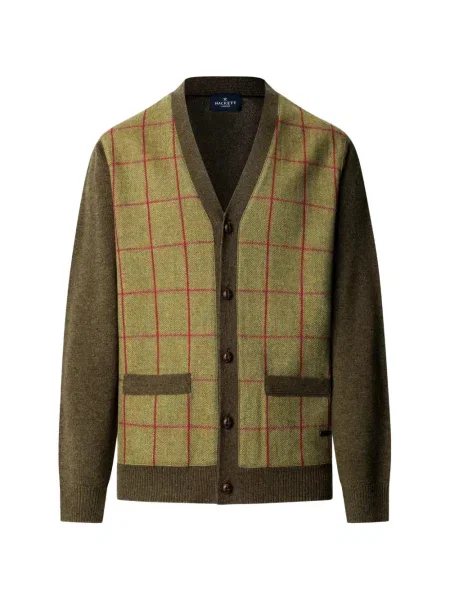 Cardigan Hackett London cu decolteu în V verde
