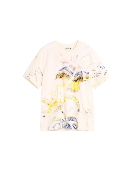 Desigual Tricou albastru cobalt / galben deschis alb