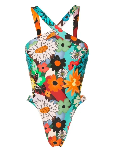 Costum de baie Amir Slama cu model floral cu imagine cu spatele deschis