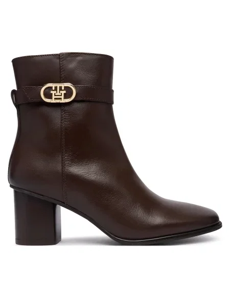 Tommy Hilfiger Botine Th Strap Leather Block Heel Boot maro