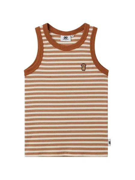 Top Chocoolate cu broderie cu dungi maro