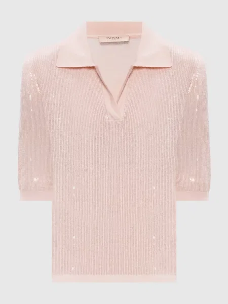 Поло з паєтками Twinset рожеве