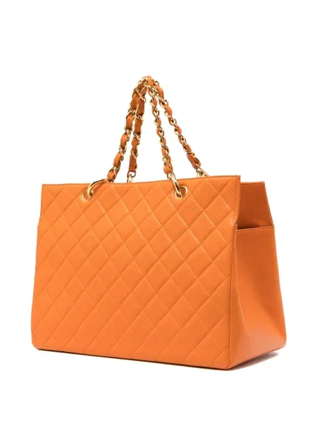 Prošívaná diamant kabelka Chanel Pre-owned oranžová