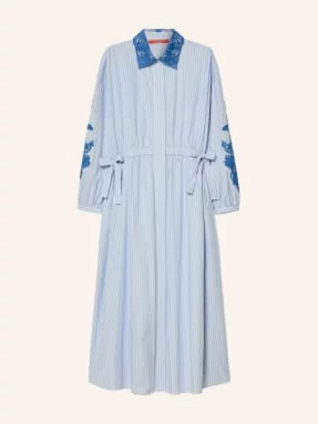 Marina Rinaldi Sukienka Koszulowa Ceppo Z Koronką I Kamieniami Ozdobnymi blau biała