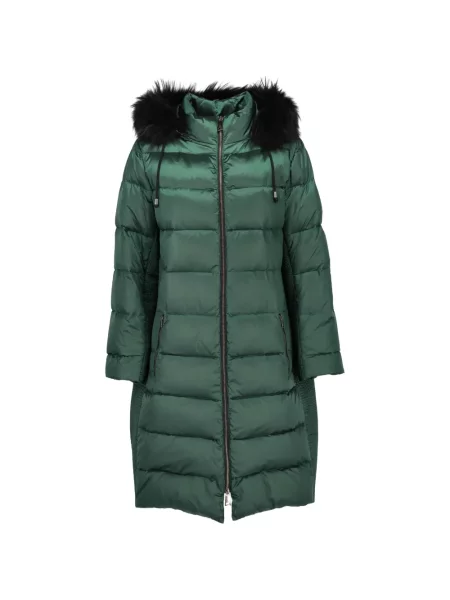 Palton de blană Caractère cu glugă cu blană verde