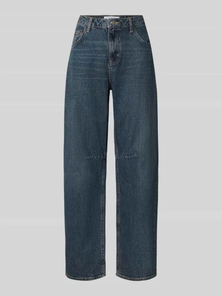 Jeansy o kroju barrel fit z czystej bawełny z szlufkami na pasek Topshop czarne