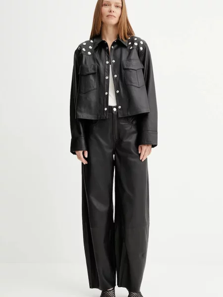 Шкіряна куртка Gestuz перехідна чорний