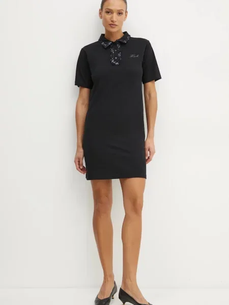 Karl Lagerfeld rochie din mini drept negru