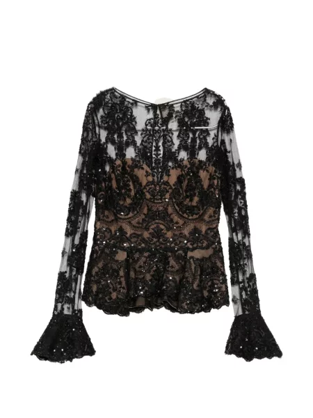 Top Zuhair Murad din dantelă negru