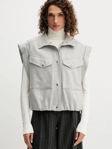 BOSS Orange bezrękawnik z dodatkiem wełny przejściowy szary