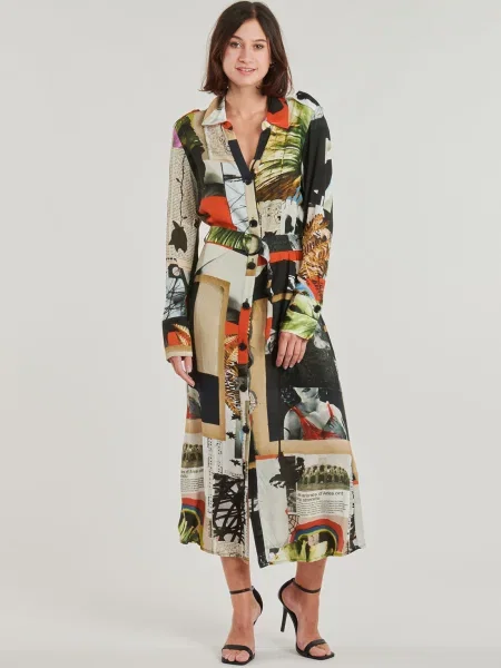 Desigual Šaty VEST_COLLAGE_LACROIX Sivá Long Fit čierna