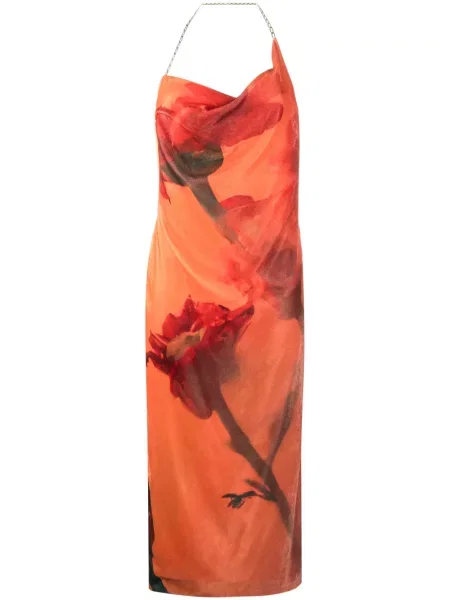 Rochie fără mâneci Stine Goya fără mâneci cu imagine cu imprimeu abstract portocaliu