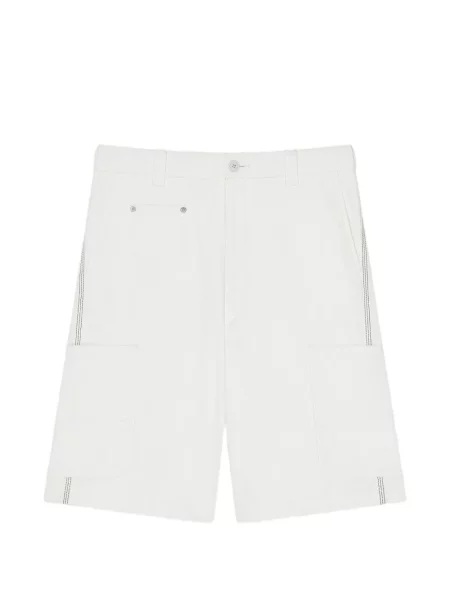 Pantaloni scurți din denim Givenchy cu model herringbone alb