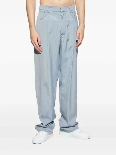 Pantaloni Giorgio Armani de mătase plisate albastru