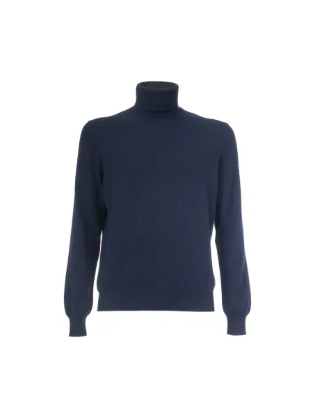 Sweter Gran Sasso z kaszmiru z wysokim kołnierzem niebieski