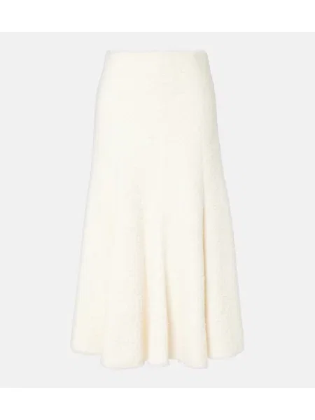 Fustă midi Gabriela Hearst de lână până la genunchi alb