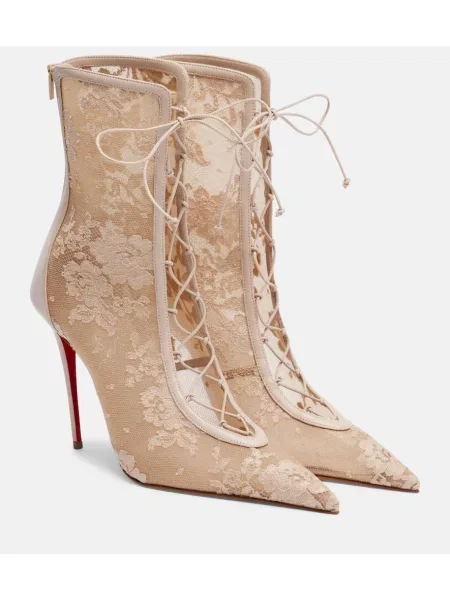 Кожени боти до глезена Christian Louboutin розово