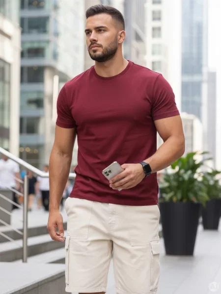 T-shirt basic bordowy Dstreet