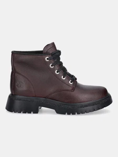 Timberland workery skórzane Cambria Valley Mid na płaskim bordowy
