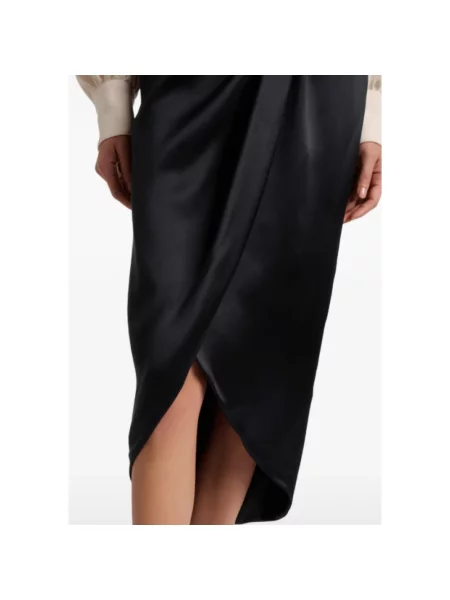 Lniana spódnica midi Valentino z kokardką drapowana czarna