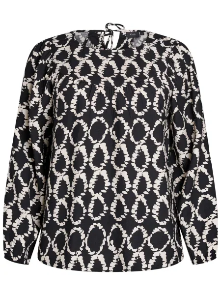 Zizzi Bluza Vellen črna / off-bela bela