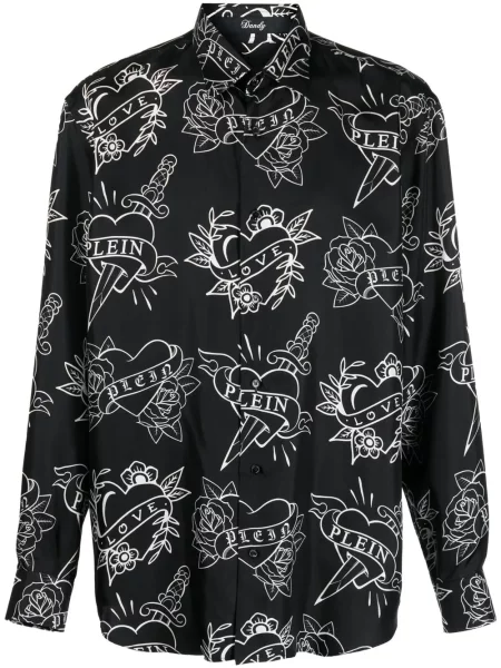 Cămașă Philipp Plein cu imagine negru