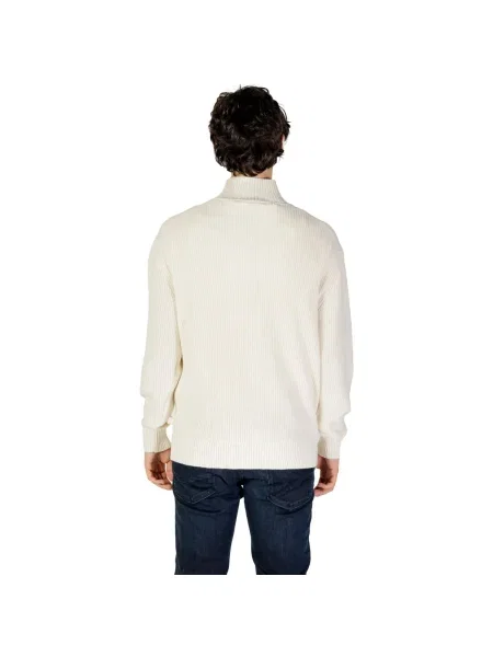 Pulover Calvin Klein Jeans cu guler înalt alb