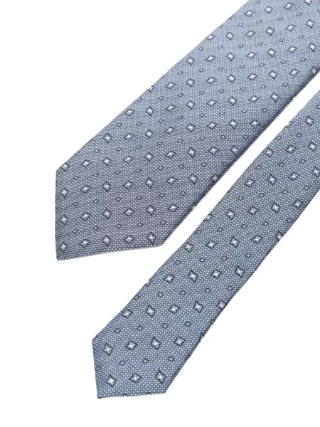 Cravată Boss de mătase cu imprimeu geometric albastru