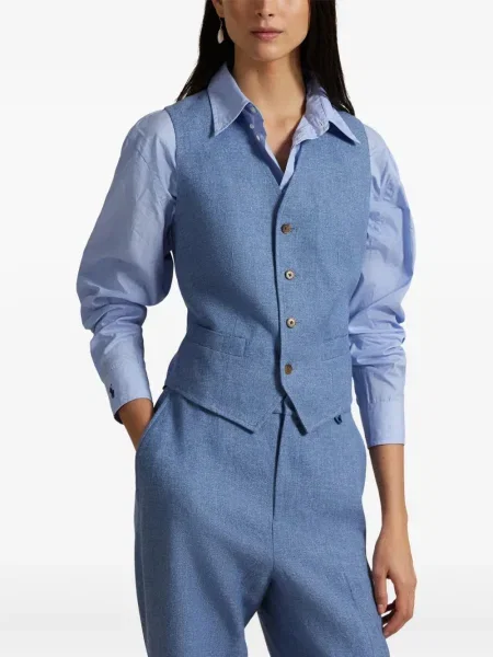 Pruhované dlouhé oblekové kalhoty Polo Ralph Lauren modré