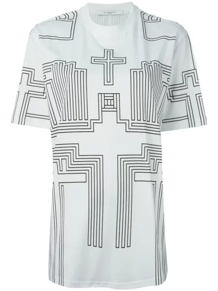 Tricou Givenchy cu imagine cu imprimeu geometric alb