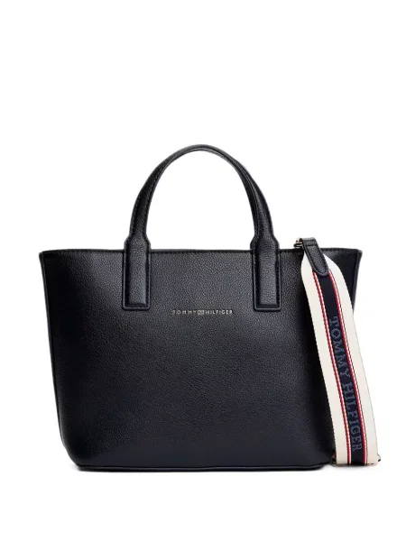 Geantă shopper Tommy Hilfiger cu autograf negru