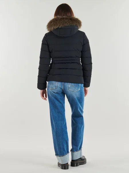 Blană artificială geacă Superdry cu glugă negru