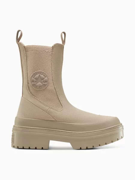 Велурени боти челси Converse Chuck Taylor All Star Lugged Heel Nu с платформа бежово