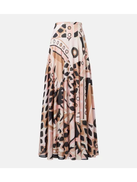 Fusta maxi Pucci din muselină roz