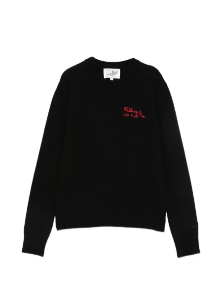 Pulover Mc2 Saint Barth cu broderie cu decolteu rotund negru