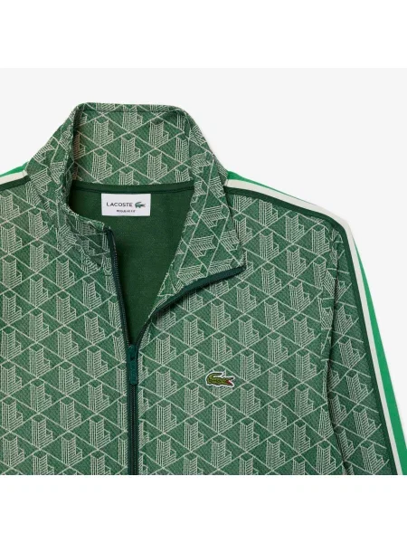 Lacoste Żakardowa Bluza Dresowa Paris Zapinana Na zielony
