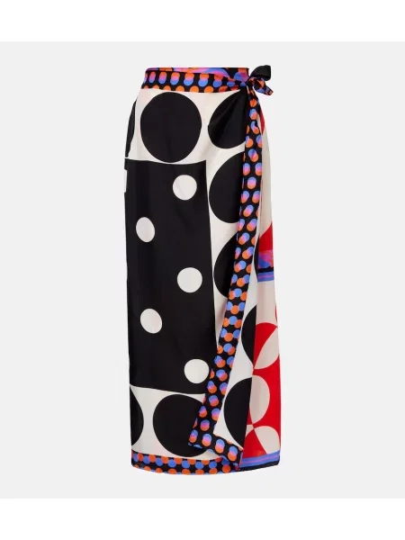 Fustă Dries Van Noten de mătase cu imagine plic