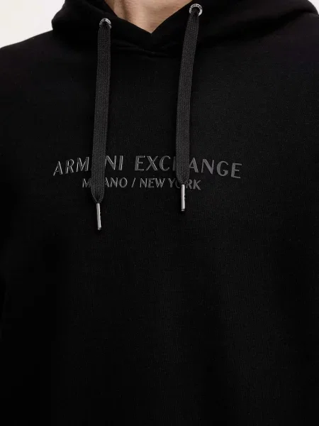 Свитер Armani Exchange с капюшоном с аппликацией черный