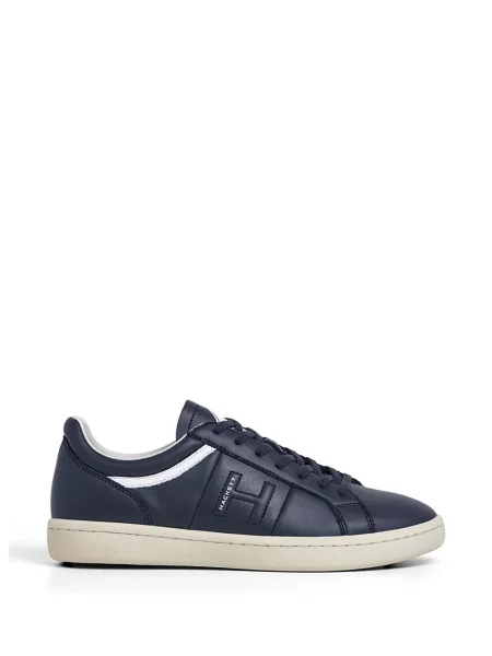 Sneakerși Hackett cu dungi cu autograf albastru
