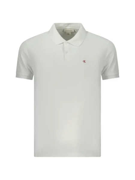 Tricou polo Calvin Klein cu broderie alb