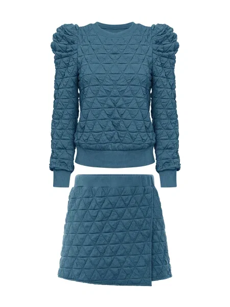 Imily Bela Costum cu pantaloni cyan