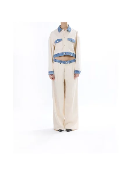 Krótka kurtka jeansowa Moschino beżowa