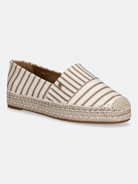 Tommy Hilfiger espadrile pentru femei TH PLATFORM ESPADRILLE STRIPES bej