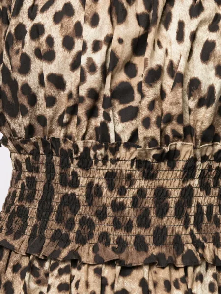 Rochie mini Dolce & Gabbana cu imagine cu model leopard scurtă maro