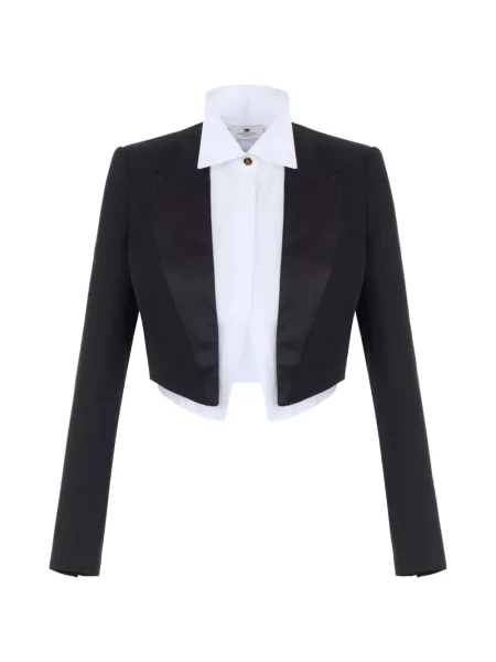Geacă cămașă Elisabetta Franchi de lână negru