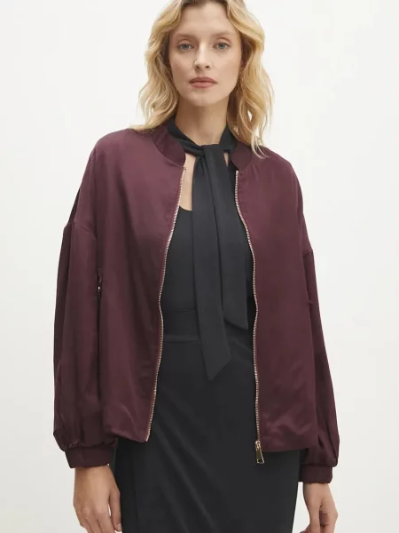 Яке бомбър Answear Lab преходен модел с уголемена кройка бордо